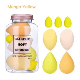 7Pcs Makeup Sponge Set Face Beauty Cosmetic Powder Puff for Foundation Cream Concealer Make Up Blender Tools Sponge косметика (Color: Mango Yellow)